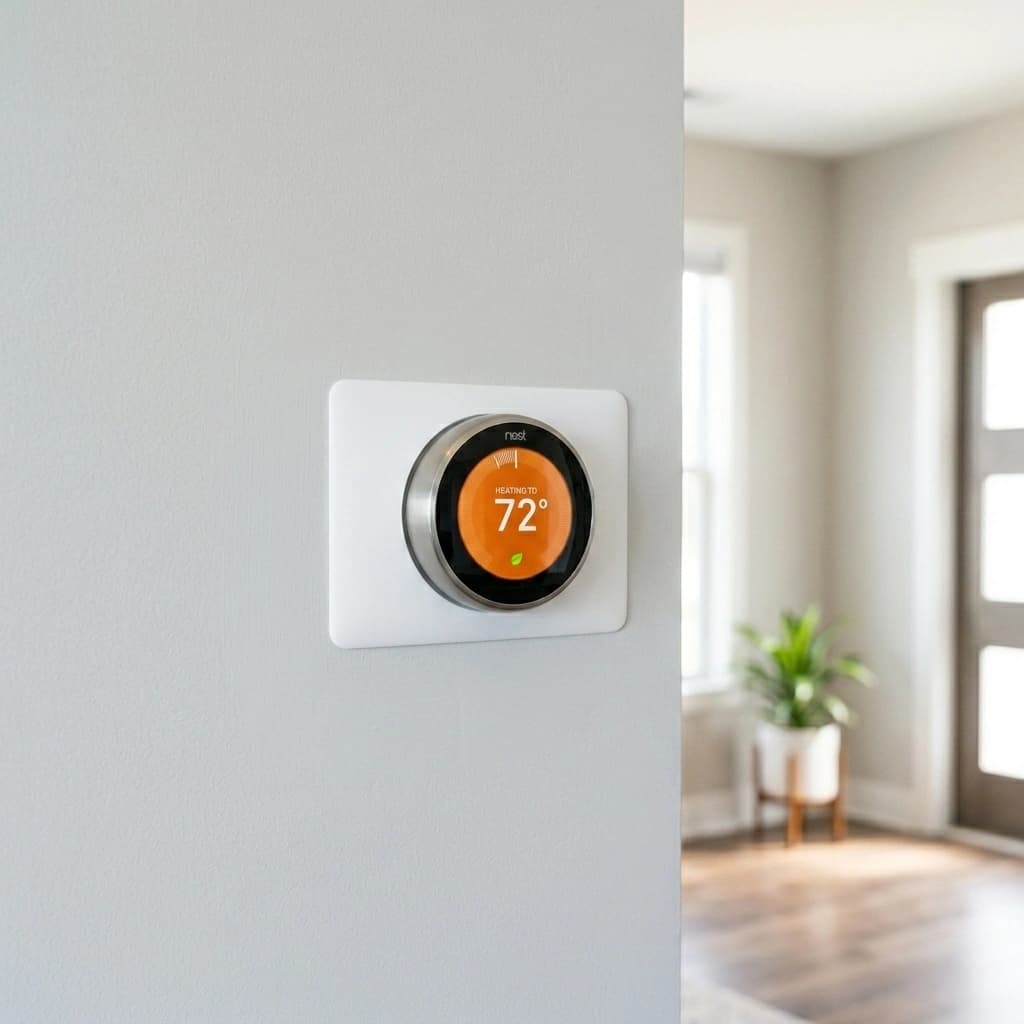 Gardner HVAC technician installing a smart thermostat on a wall in a Murrieta Inland Empire home