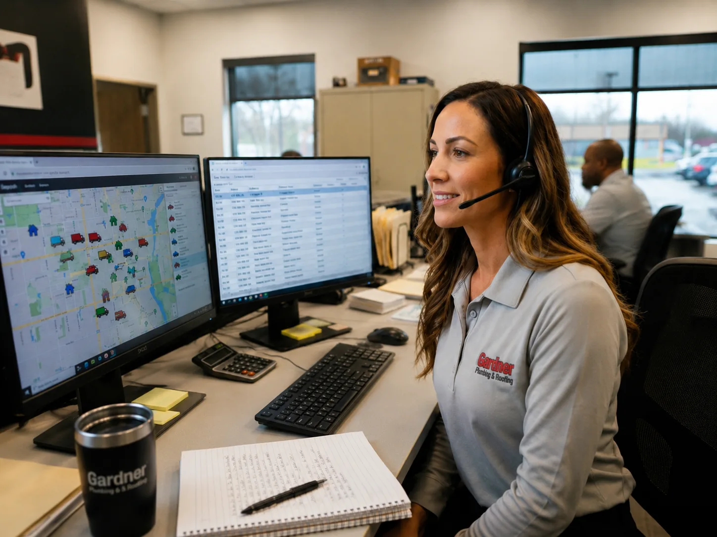 Live Gardner Plumbing Co. dispatcher answering emergency burst pipe calls 24 hours a day across Riverside County