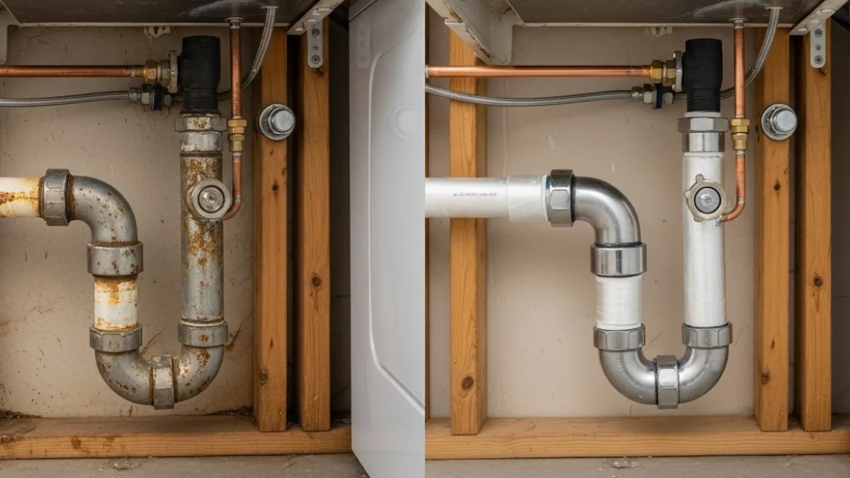 Before and after repiping comparison